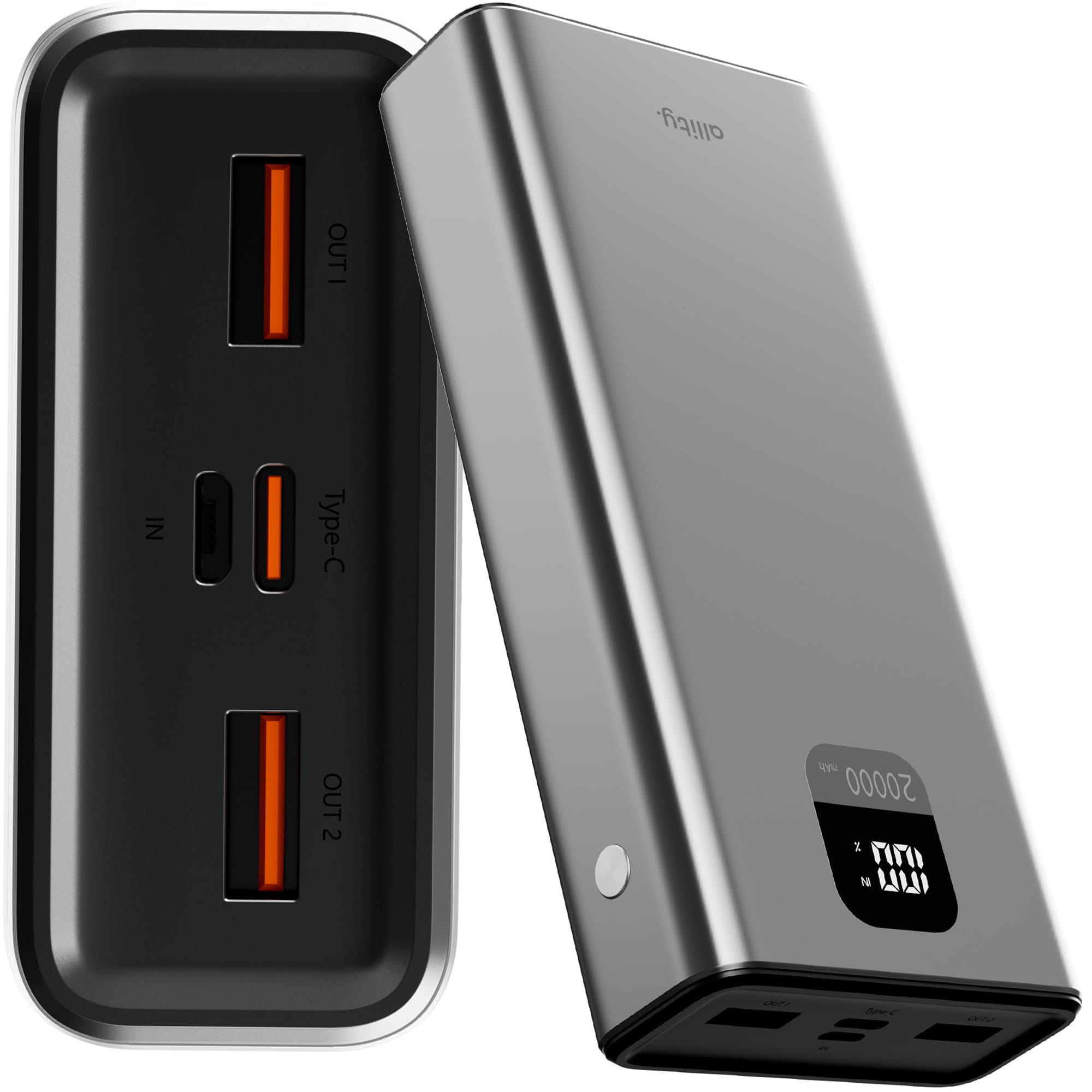 Image of Powerbank Allity APB-100 22.5W 20000 mAh 1x USB-C PD / 2x USB-A QC, szary