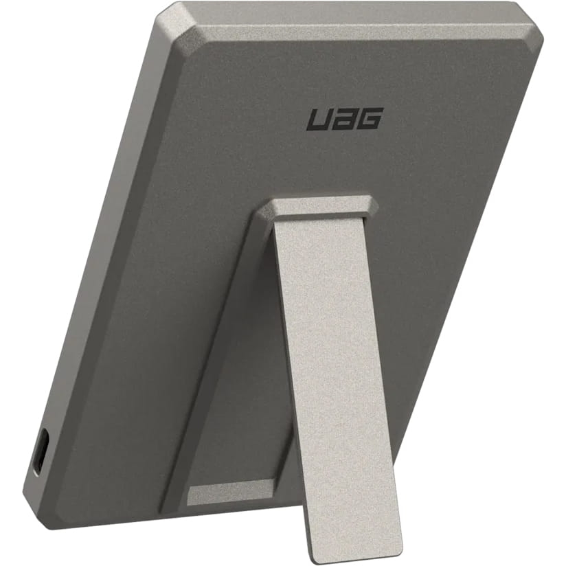 Image of Powerbank indukcyjny z podstawką Urban Armor Gear SRGE Ultra Slim 20W, 5000mAh, magnetyczny do MagSafe + kabel USB-C, czarno-tytanowy