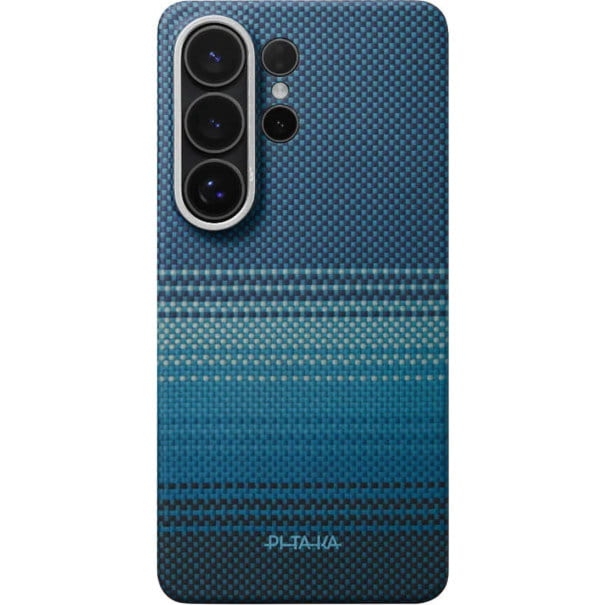 Etui aramidowe z programowalnymi przyciskami Pitaka Edge Case do Galaxy S26 Ultra, do MagSafe, Aaron Button, niebieskie
