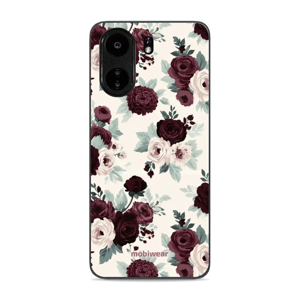 Etui ochronne do Xiaomi POCO C65, Mobiwear Glossy Case, róże z szałwią na kremie