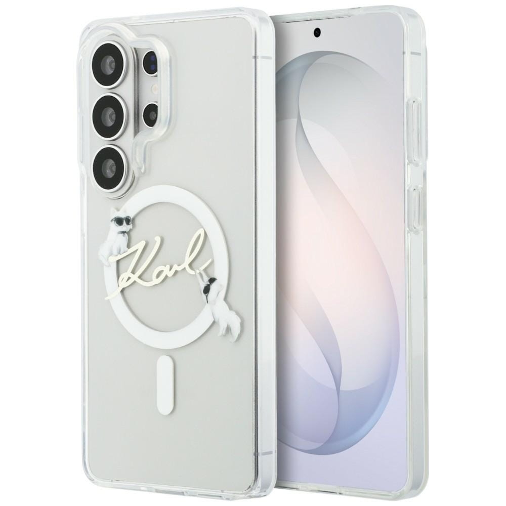 Etui Karl Lagerfeld IML Print MagSafe Karl Script do Galaxy S26 Ultra, przezroczyste z kotką Choupette