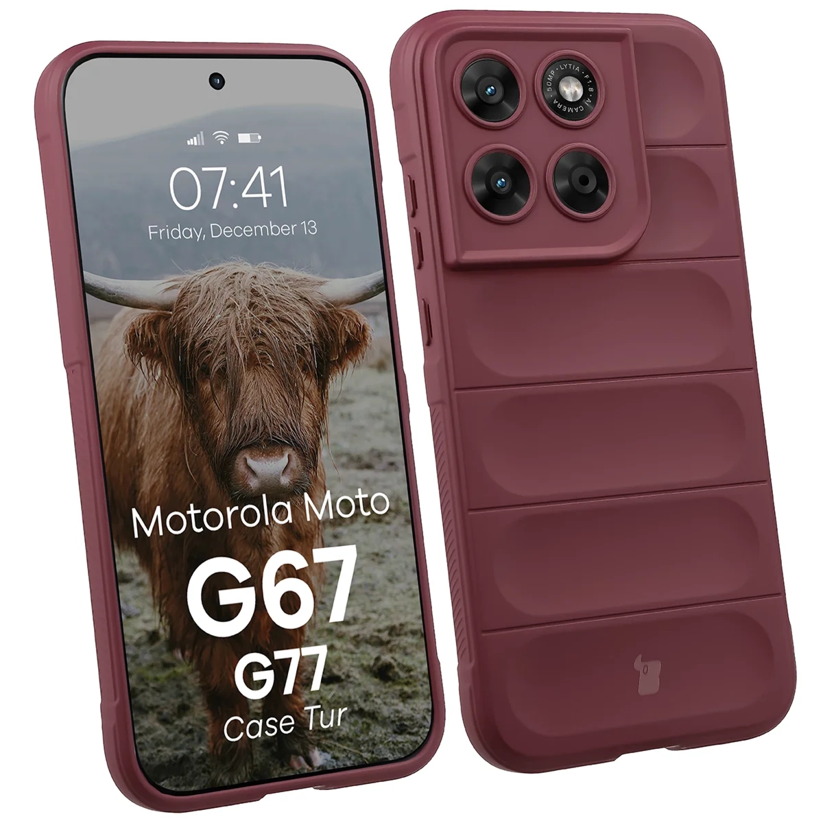 Pancerne etui Bizon Case Tur do Motorola Moto G87 5G / G77 5G / G67 5G, burgundowe