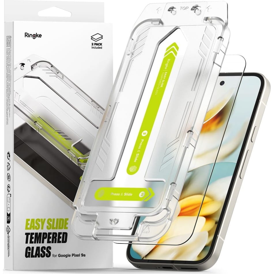 OUTLET: Szkło hartowane na ekran z aplikatorem Ringke Easy Slide 2-Pack do Google Pixel 9a, 2 sztuki