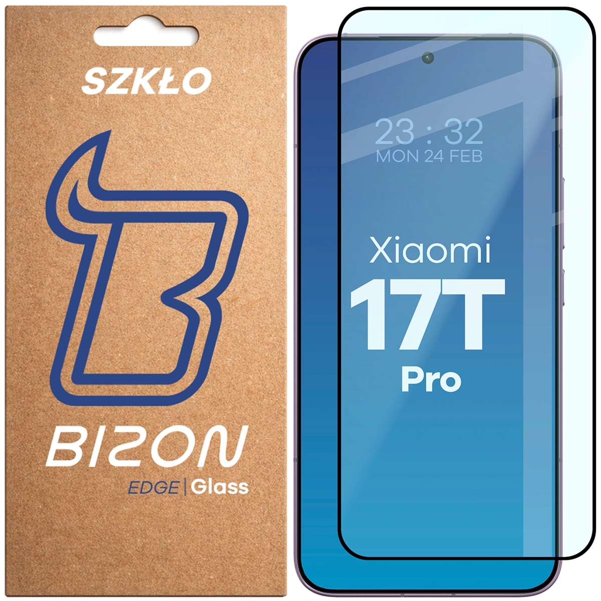 Szkło hartowane Bizon Glass Edge do Xiaomi 17T Pro, czarna ramka
