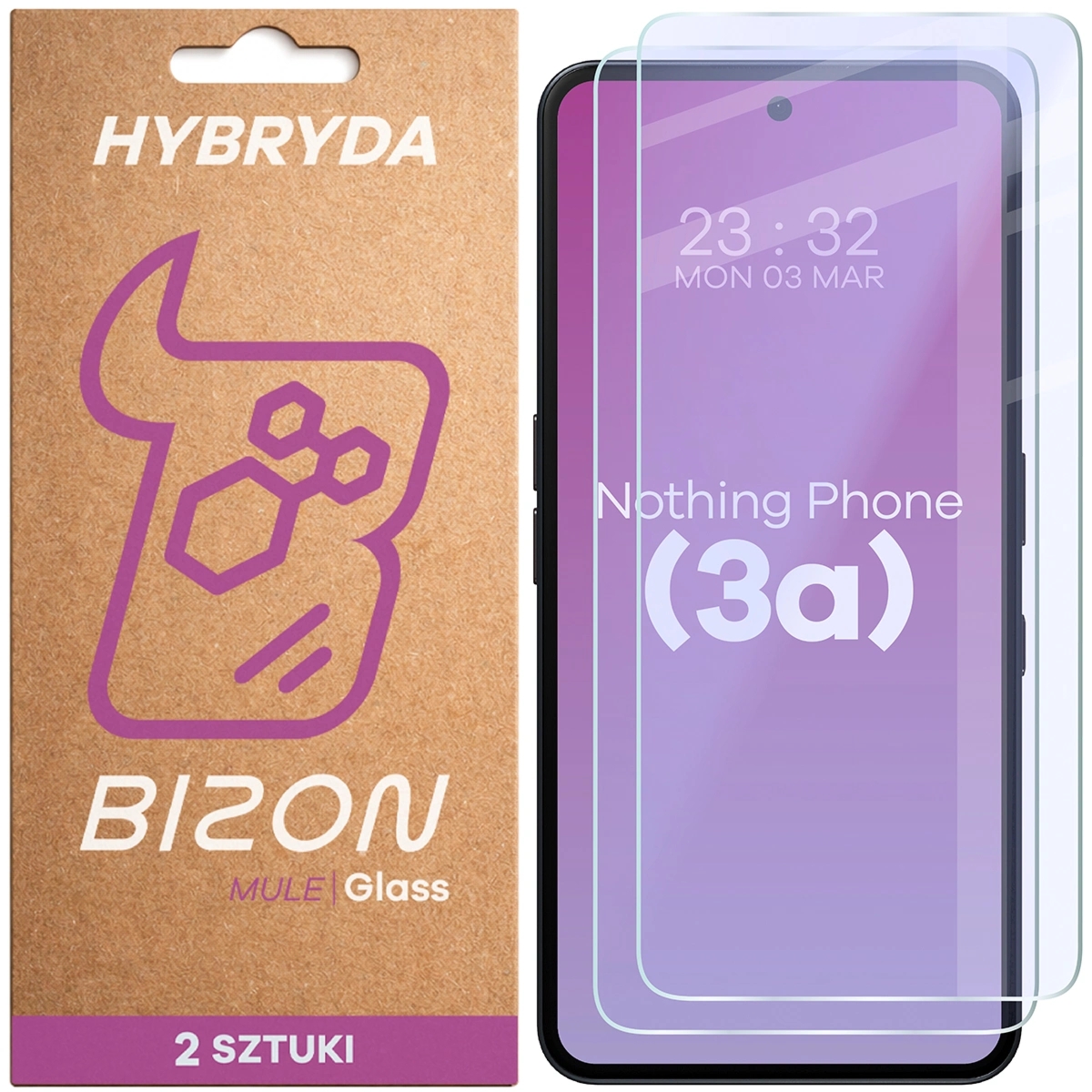 Elastyczne szkło hybrydowe Bizon Hybrid Mule Duo do Nothing Phone (3a), 2 sztuki