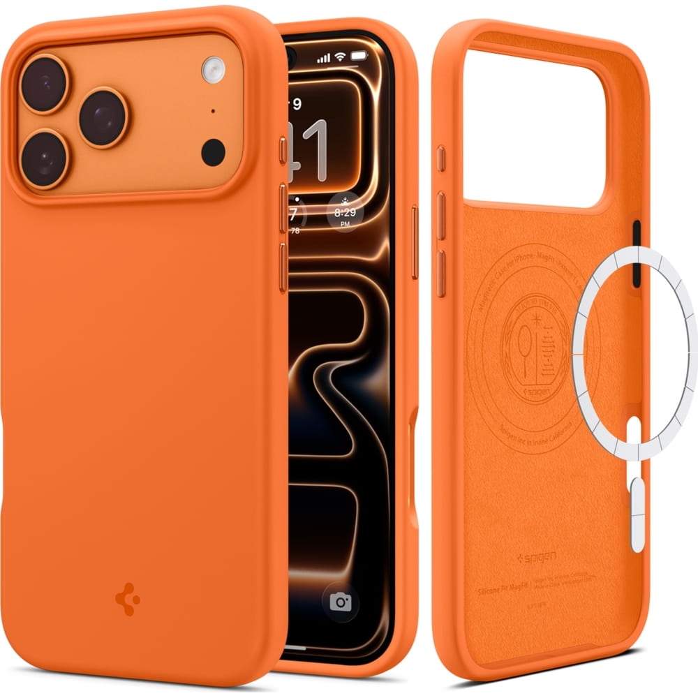 OUTLET: Etui Spigen Silicone Fit Mag do MagSafe do iPhone 17 Pro, pomarańczowe