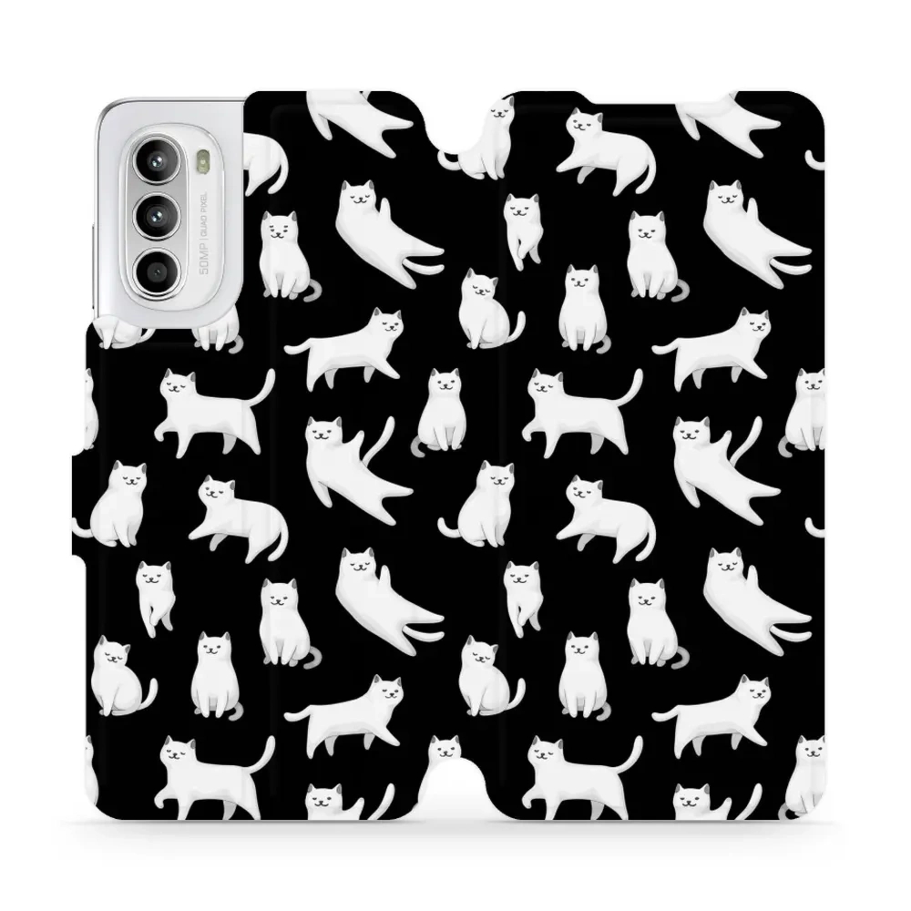 Etui z klapką do Motorola Moto G52, Mobiwear Book, kotki luna