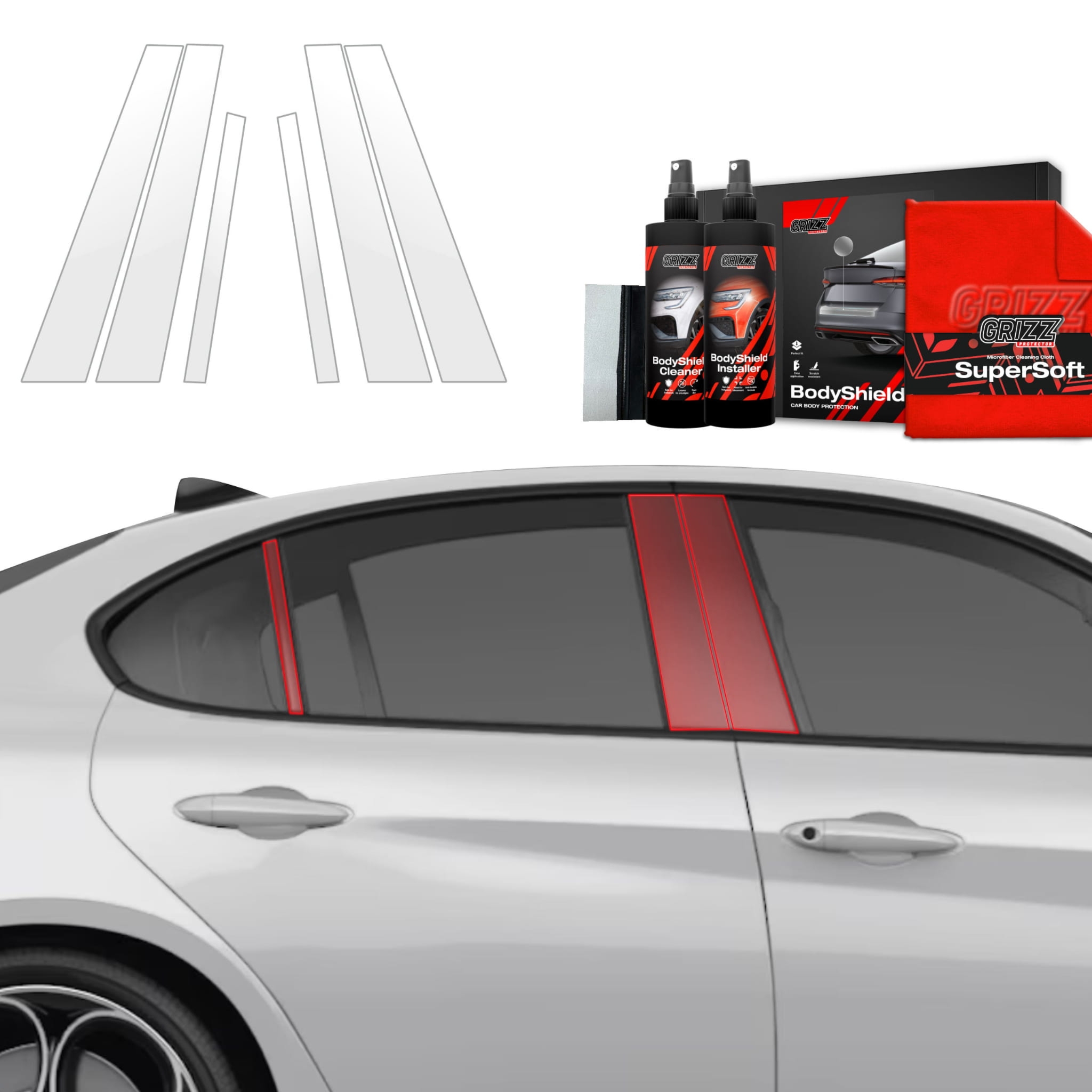 6w1 Folia ochronna Grizz Protector na słupki do Alfa Romeo Giulia (2023-2026)