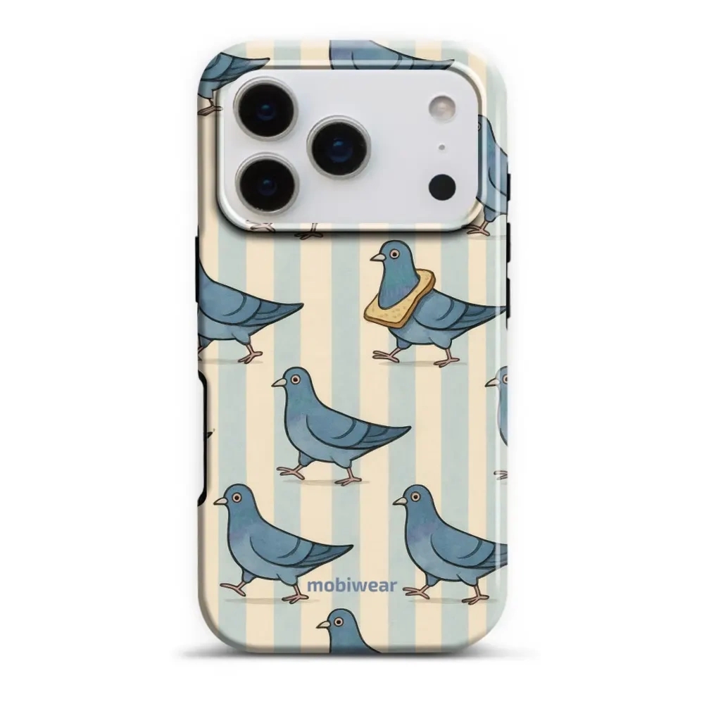 Etui ochronne do iPhone 17 Pro, Mobiwear Elite Pro, błękitne gołębie