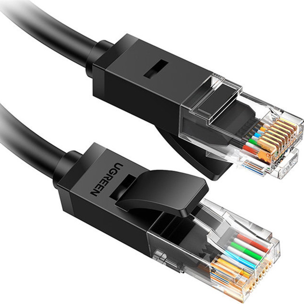 Kabel sieciowy LAN Ethernet Ugreen NW102 RJ45 Cat 6 U/UTP, 1 Gb/s, 25 m, czarny