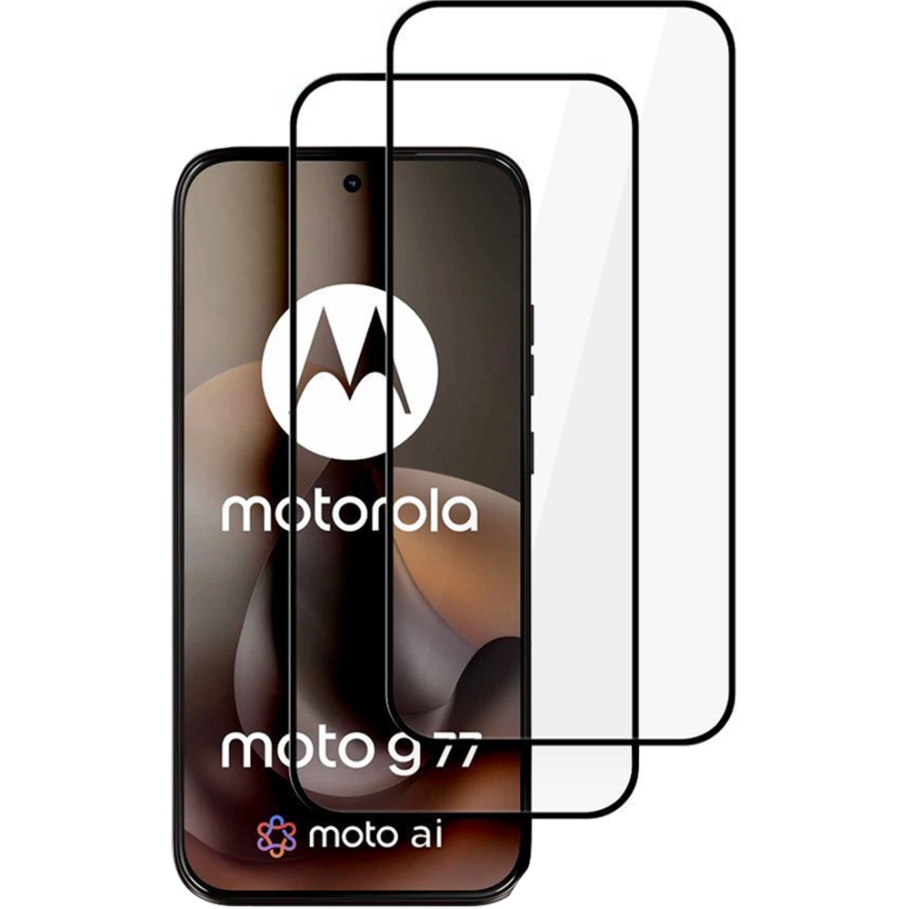 Szkło hartowane Tech-Protect Glass Fit+ do Motorola Moto G77 5G / Moto G67 5G, 2 sztuki, czarna ramka