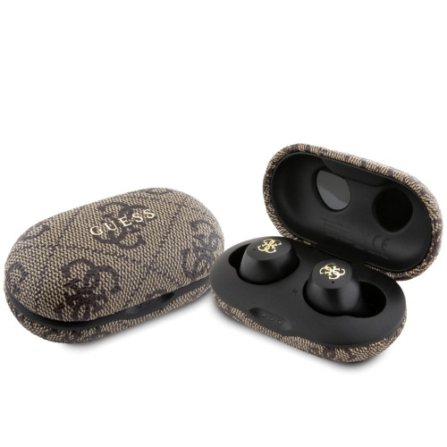 Image of Bezprzewodowe słuchawki douszne Guess 4G Metal Logo Bluetooth TWS, brązowe