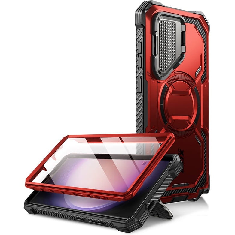 Image of Etui pancerne Supcase i-Blason Armorbox Mag SP do Galaxy S24 Ultra, do MagSafe, czerwone