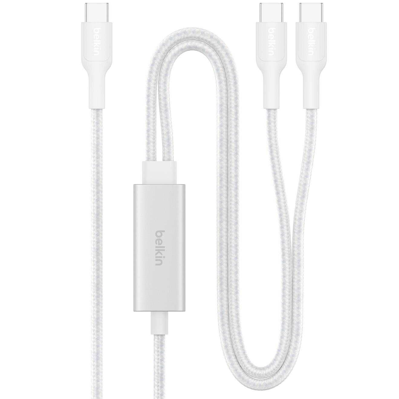 Kabel Belkin Boost Pro Braided USB-C do 2x USB-C 140W 1,5m, biały