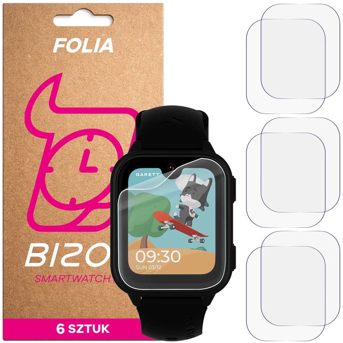 Folia ochronna na ekran zegarka Bizon Watch Film HydroFlex do Garett Kids Vibe 4G, 6 sztuk