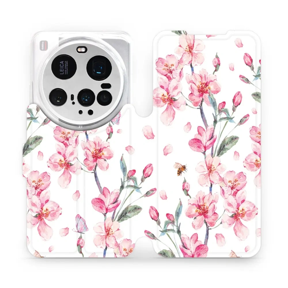 Etui z klapką do Xiaomi 15 Ultra, Mobiwear Book, różowa wiosna