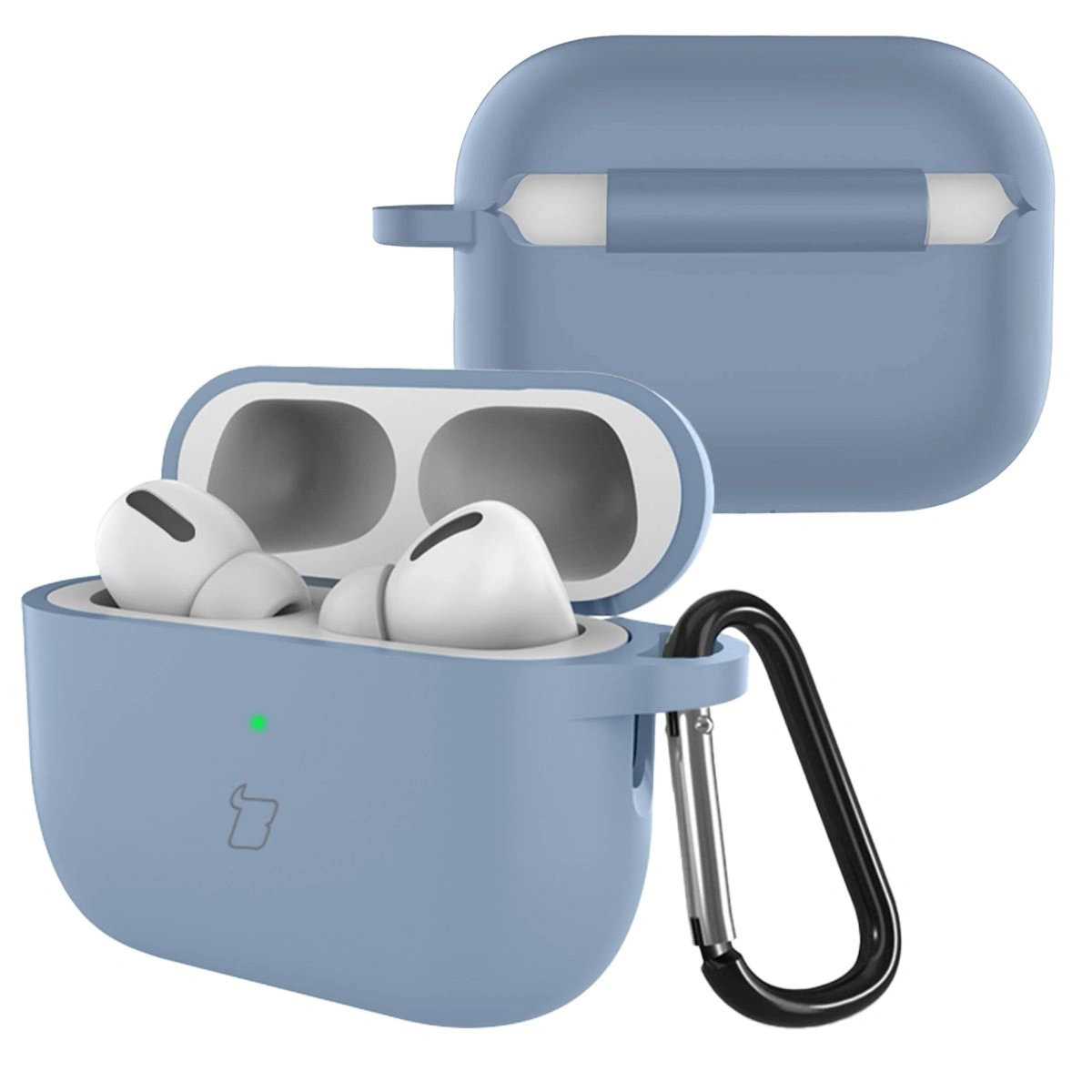 Silikonowe etui z karabińczykiem Bizon Case Headphone Silicone do AirPods Pro 3, szarobłękitne