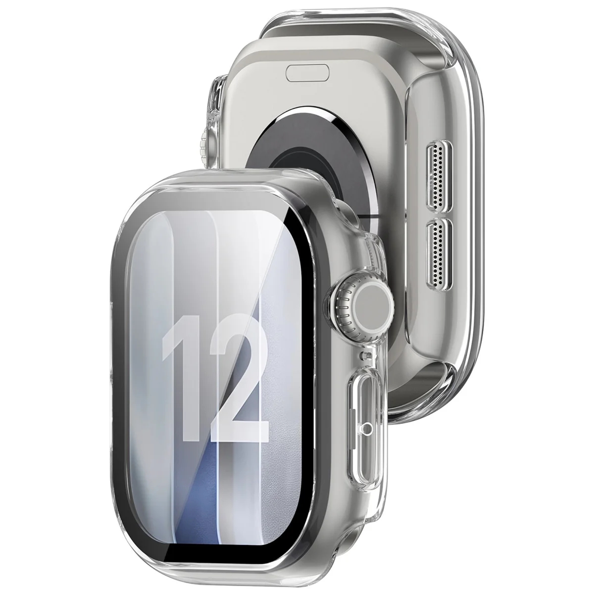 Etui ze szkłem do zegarka Bizon Case Watch Adamo do Apple Watch Series 12 46mm, przezroczyste