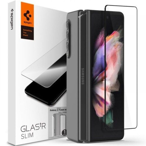 Image of Szkło do etui Spigen Glas.tR Slim FC + Hinge Film Galaxy Z Fold 3 5G, czarne