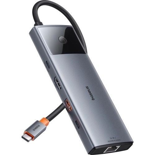 Image of Hub, adapter Baseus Metal Gleam Series II USB-C 10w1, 20 cm, szary