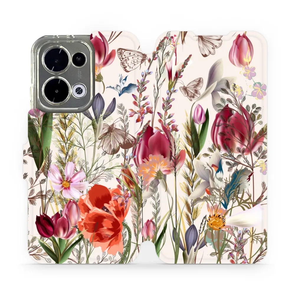 Etui z klapką do Oppo Reno13, Mobiwear Book, bukiet kwiatów