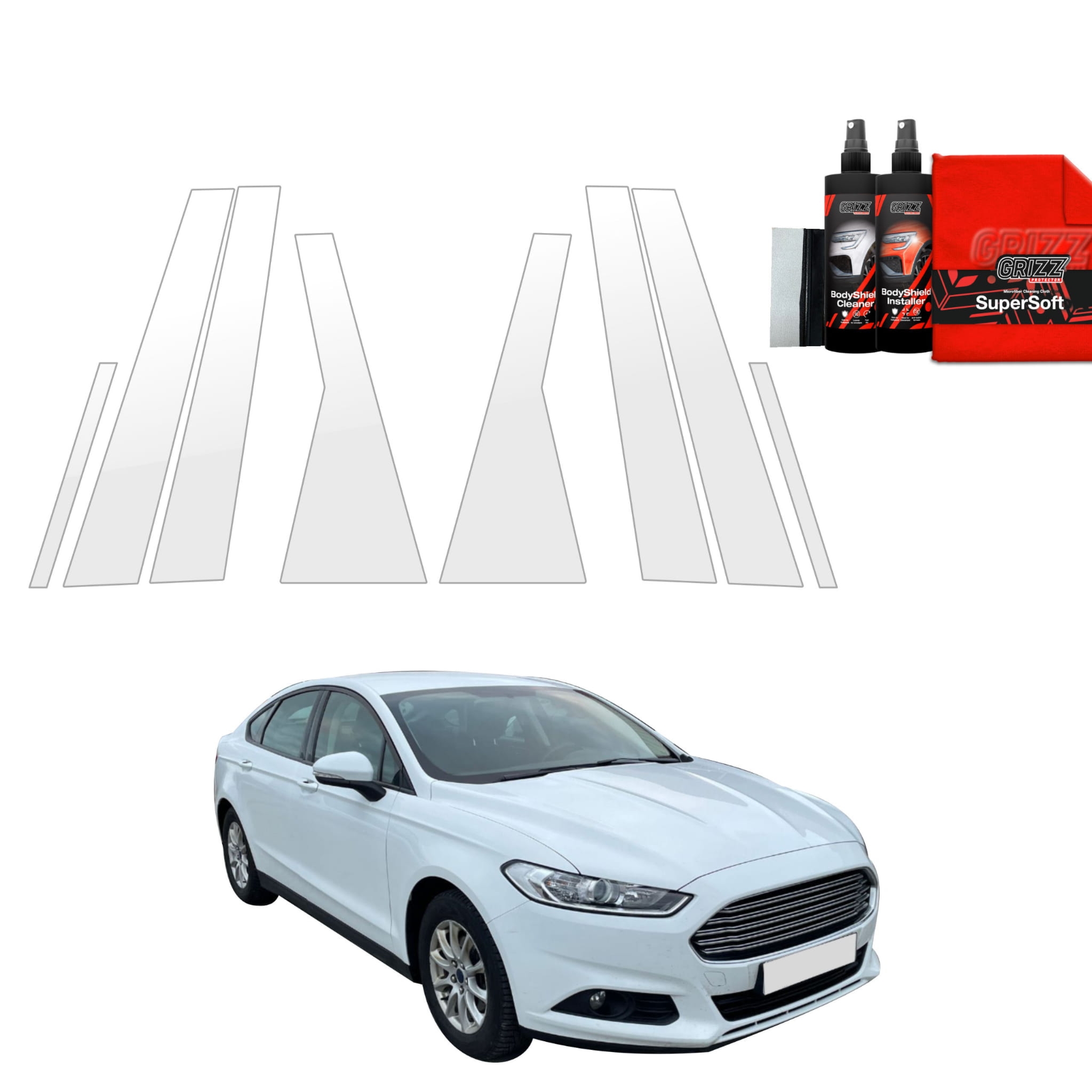 8w1 Folia ochronna na słupki Grizz Protector do Ford Mondeo Mk5 Sedan (2014-2019)