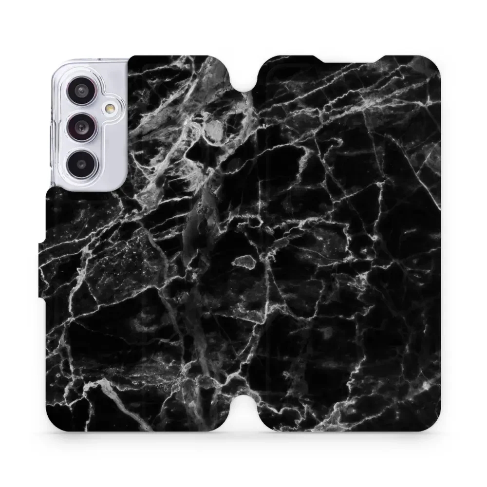 Etui z klapką do Galaxy A55 5G, Mobiwear Book, czarny marmur