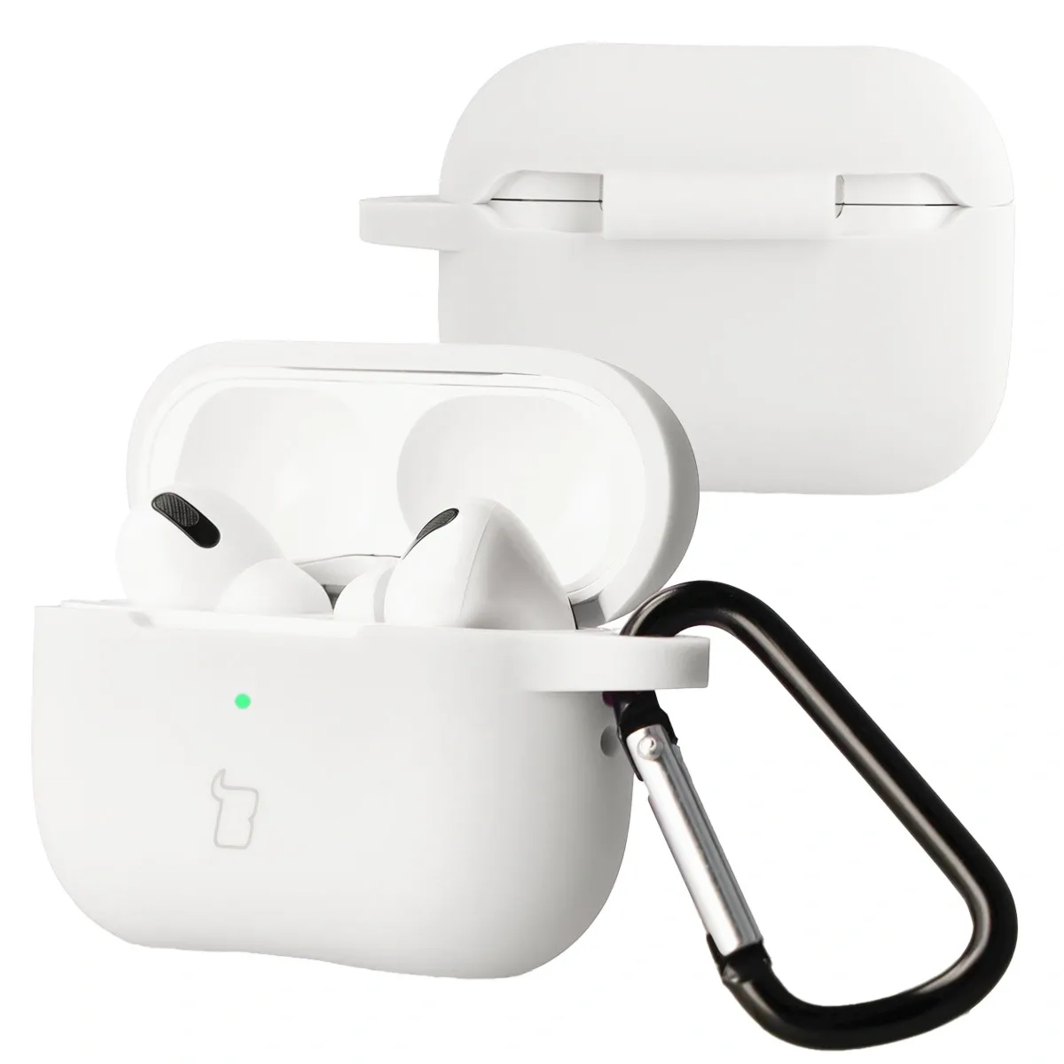 Silikonowe etui z karabińczykiem Bizon Case Headphone Silicone do Airpods Pro 2, białe