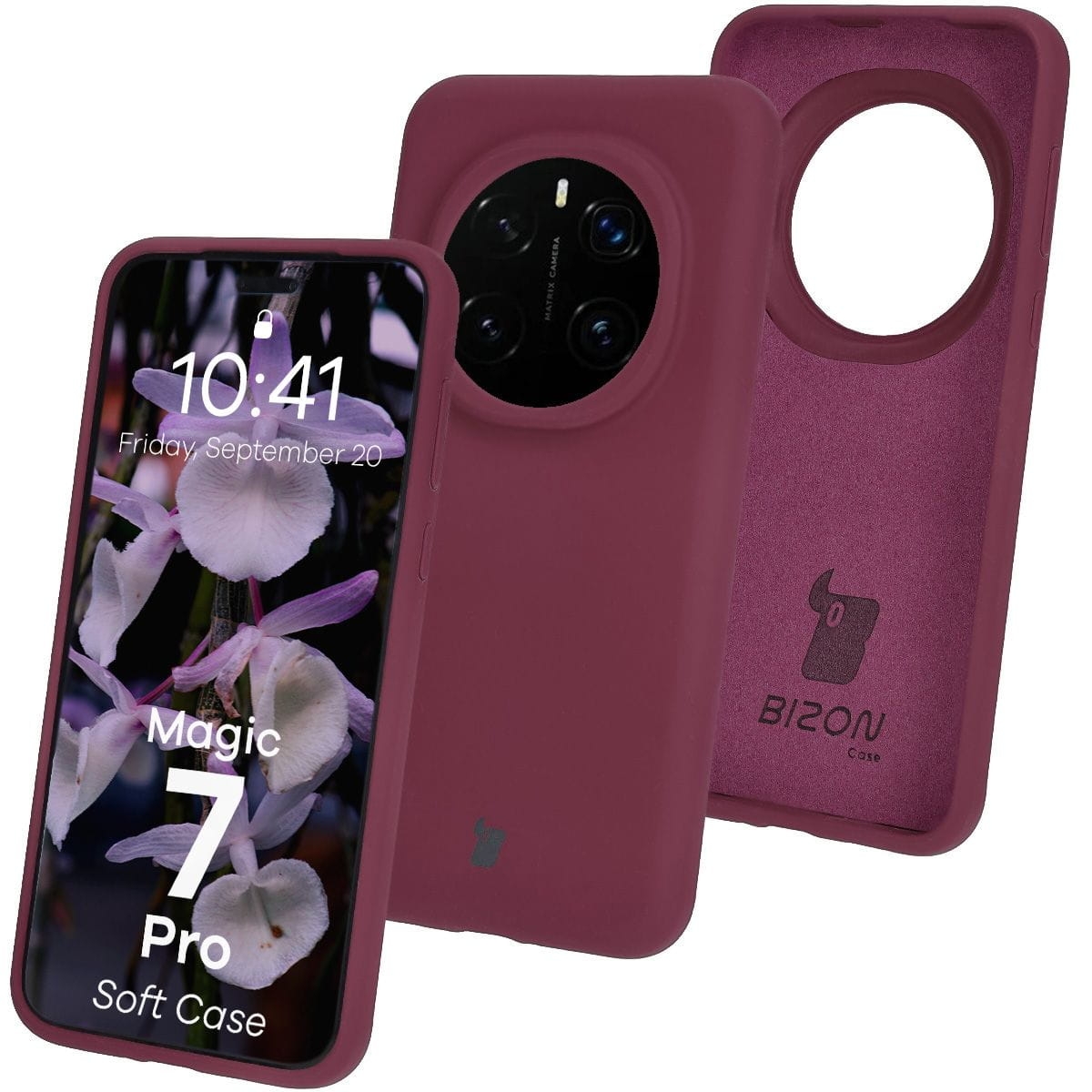 Image of Silikonowe etui Bizon Soft Case do Honor Magic7 Pro, ciemnofioletowe
