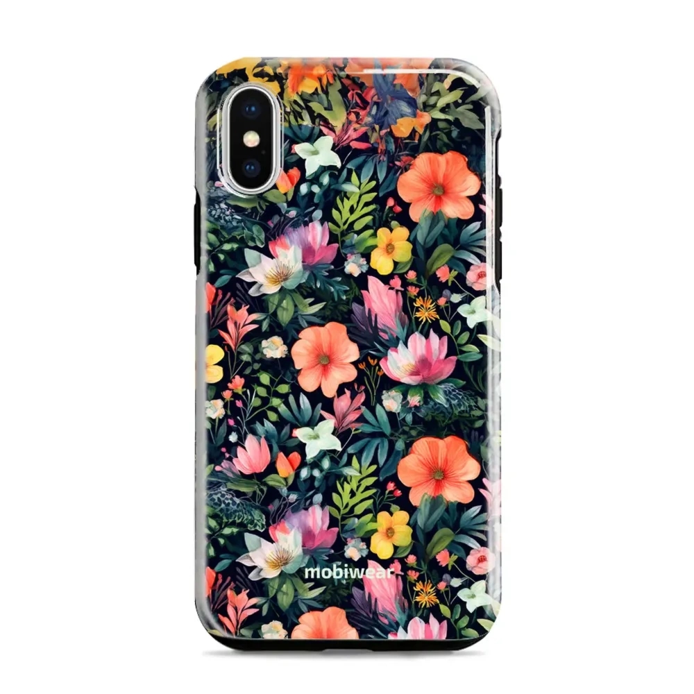 Etui ochronne do iPhone Xr, Mobiwear Elite Pro, kolorowo-kwieciste
