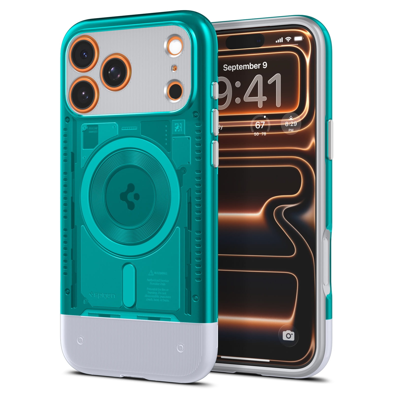 Etui Spigen Classic C1 Mag MagSafe do iPhone 17 Pro Max, turkusowe