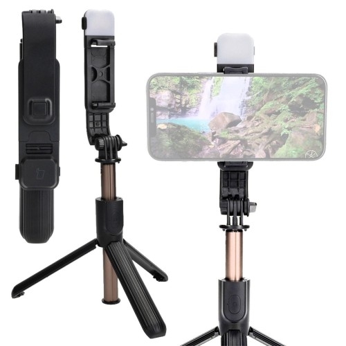 Image of Kijek do selfie / tripod z lampą i pilotem Bizon Accessories Selfie Lamp, czarny
