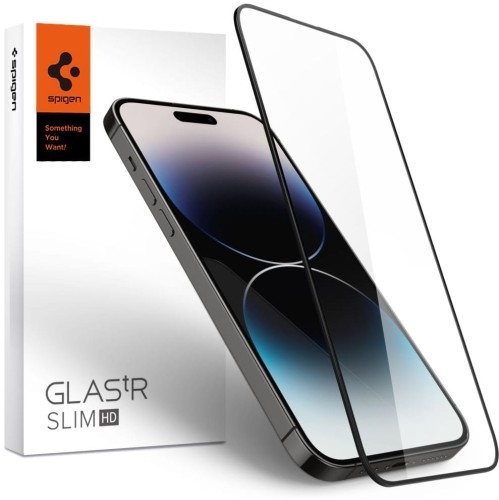 Image of Szkło do etui Spigen Glas.tr Slim FC 1-Pack do iPhone 14 Pro Max, czarna ramka