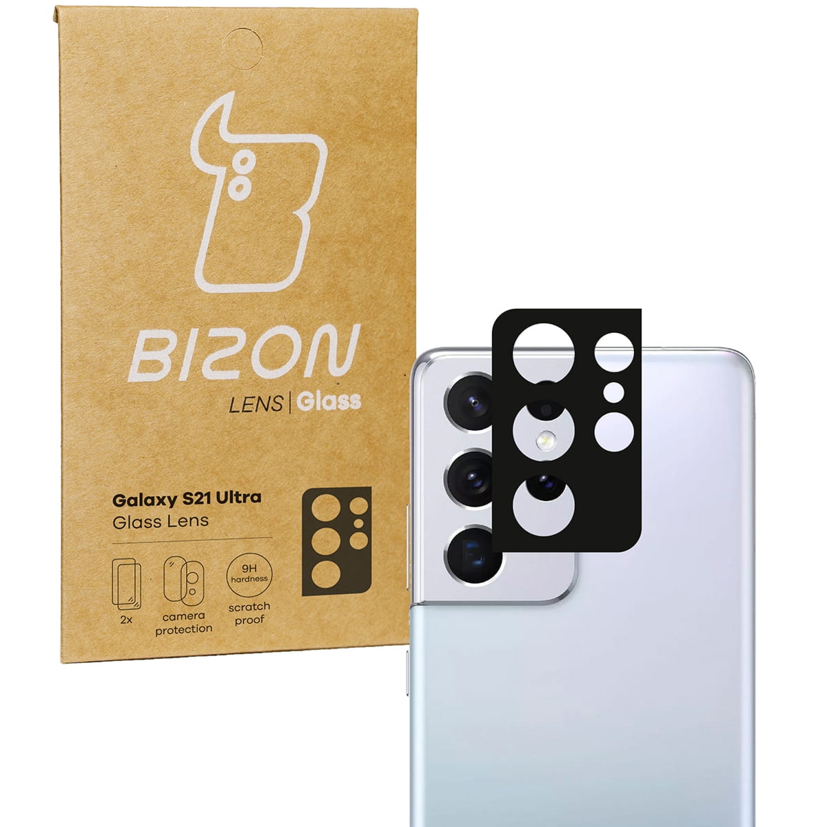 Szkło na aparat Bizon Glass Silk Lens dla Galaxy S21 Ultra, 2 sztuki