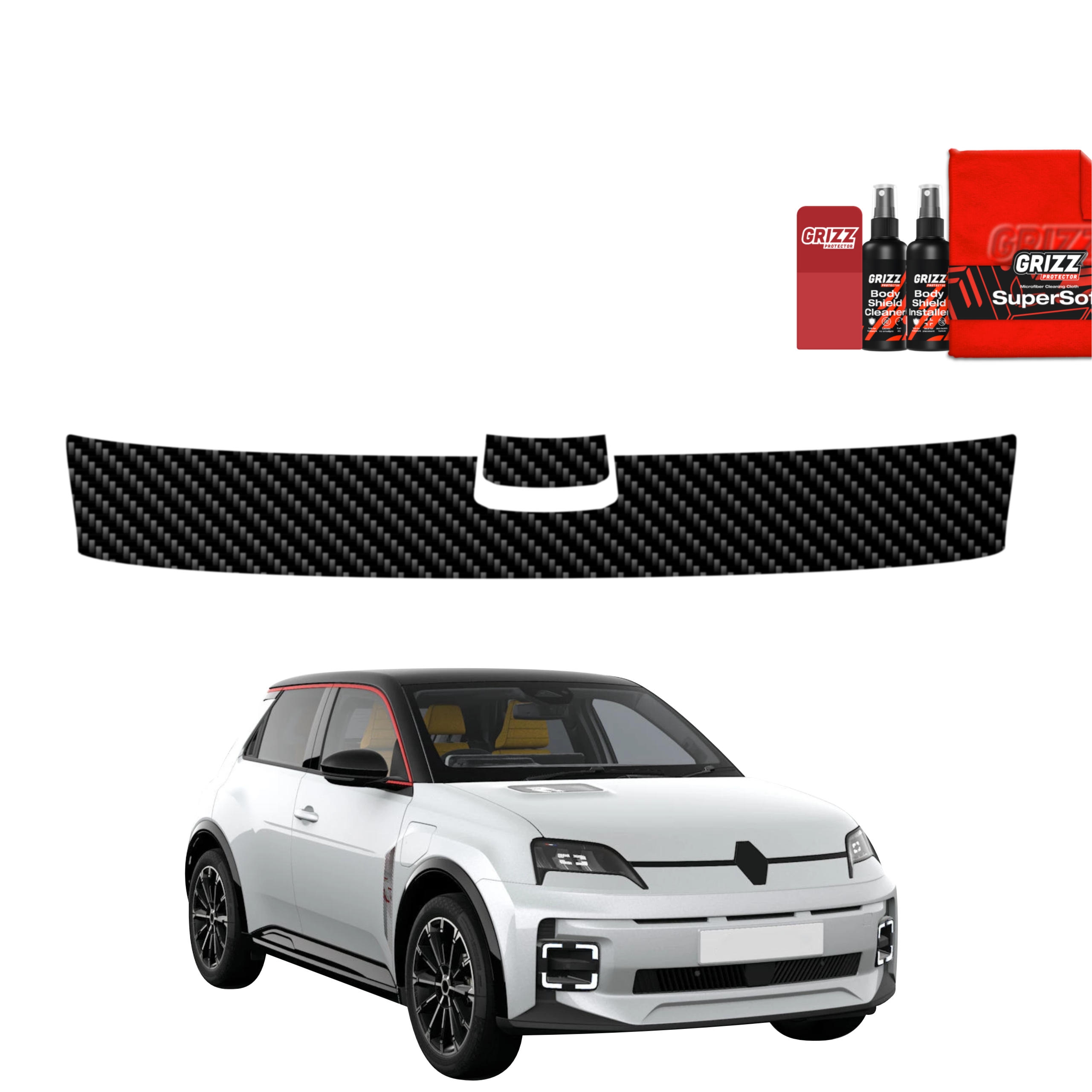 2w1 Karbonowa folia ochronna Grizz Protector na próg bagażnika Renault R5 (2024-2026)