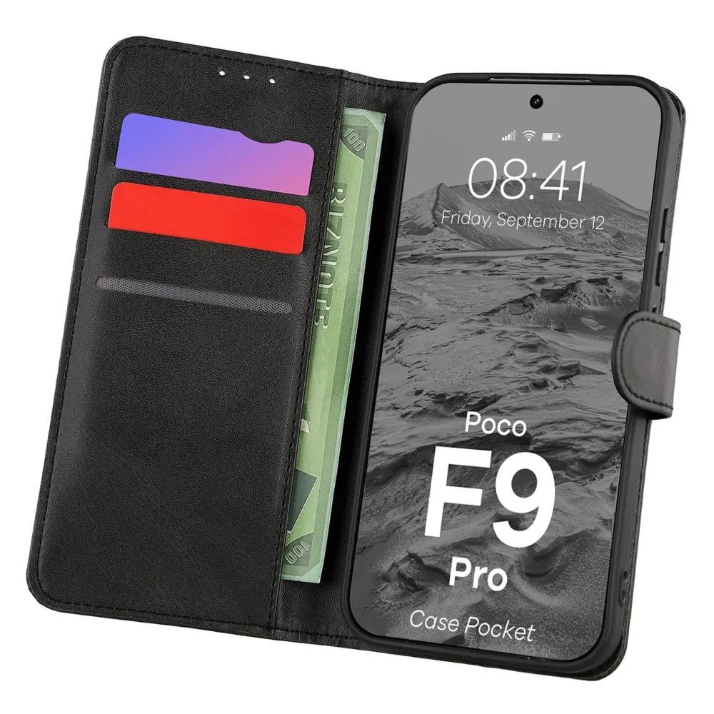 Etui z klapką Bizon Case Pocket do Xiaomi POCO F9 Pro, czarne
