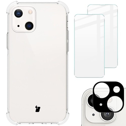 Image of Etui + 2x szkło + obiektyw Bizon Case Clear Pack do iPhone 13, przezroczyste