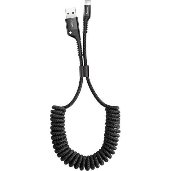 Kabel sprężynowy Baseus USB-A do Lightning 1m 2A 480Mbps, czarny