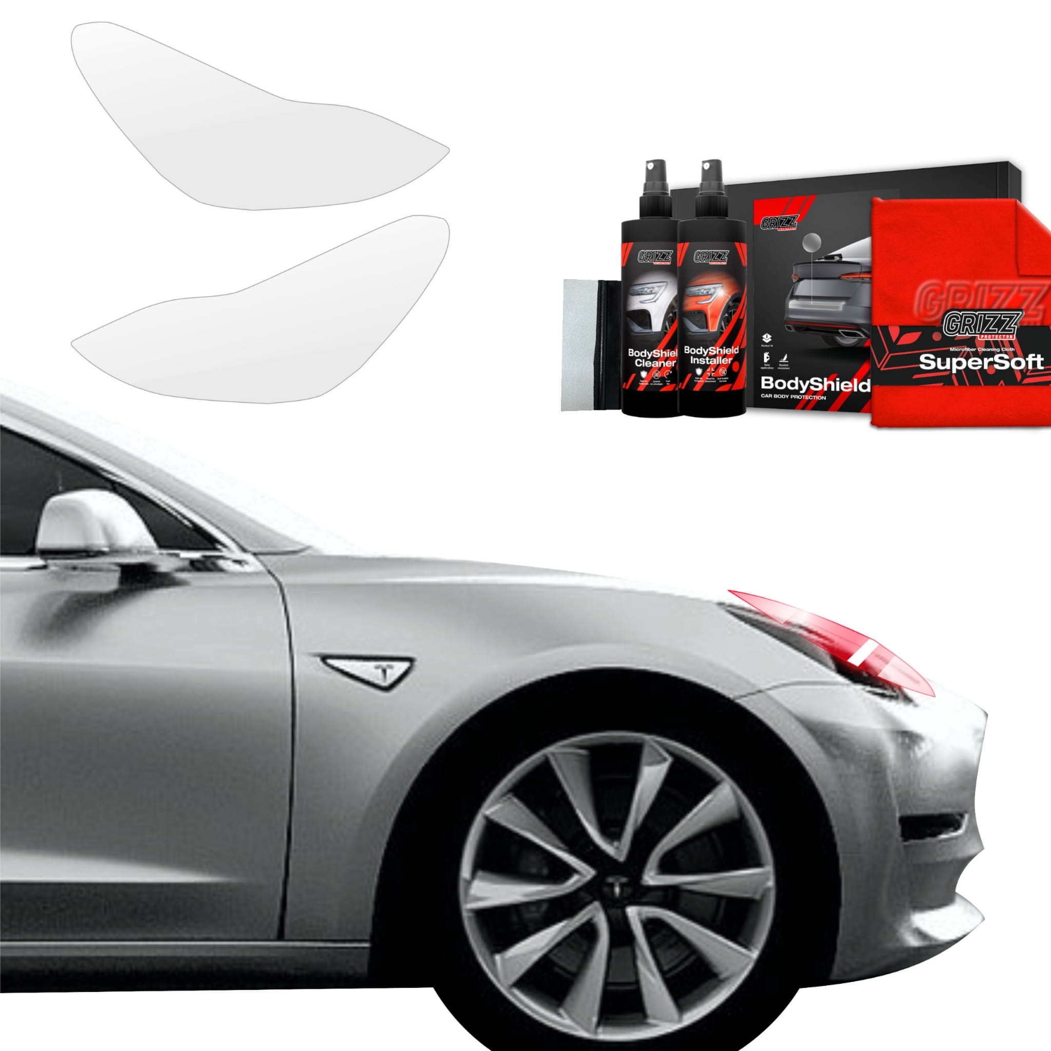 2w1 Folia ochronna na lampy Grizz Protector do Tesla Model 3 (2017-2020)