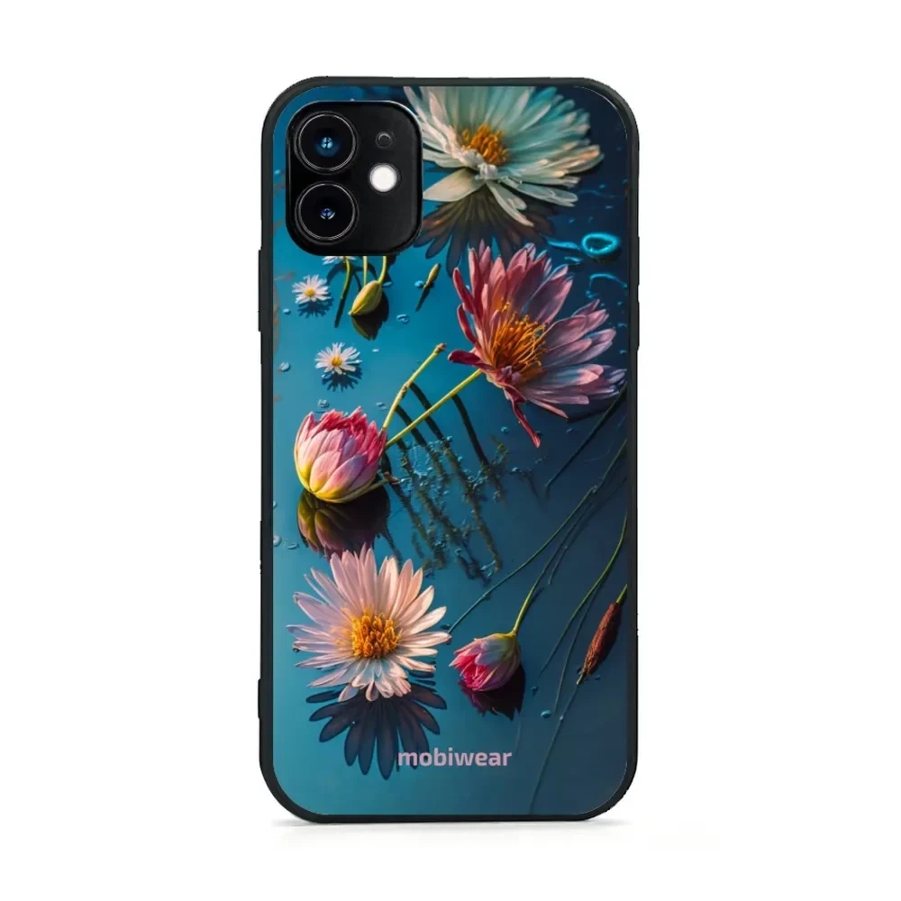 OUTLET: Etui ochronne do iPhone 11, Mobiwear Glossy Case, niebiesko-kwieciste