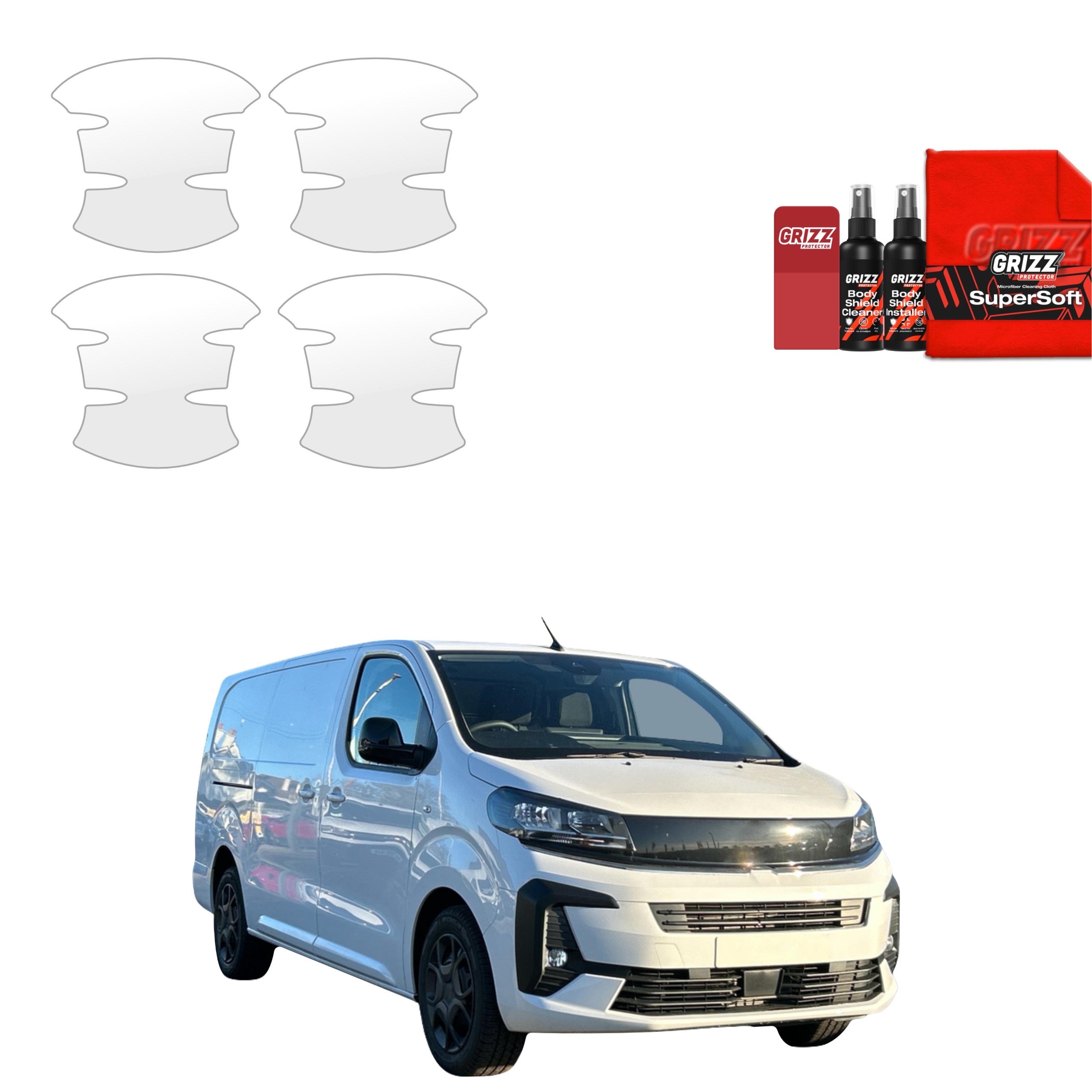 4w1 Bezbarwna folia ochronna Grizz Protector pod klamki Opel Vivaro (2024-2026)
