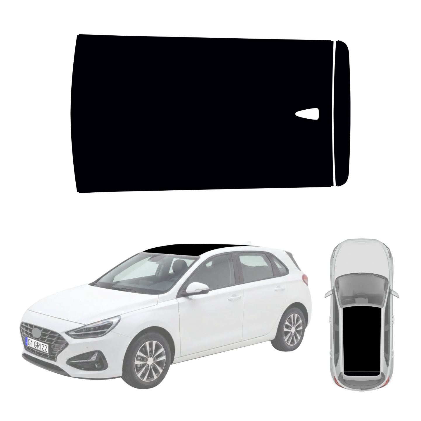 2w1 Czarna folia ochronna Grizz Protector na dach Hyundai i30 (2020-2026)