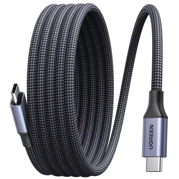 Kabel magnetyczny do szybkiego ładowania UGREEN L537 240W USB-C do USB-C, PD 3.1, E-Marker, 1 m, szary