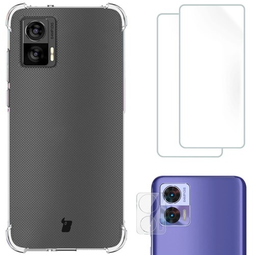 Image of Etui + 2x folia + obiektyw Bizon Case Clear Pack do Motorola Edge 30 Neo, przezroczyste