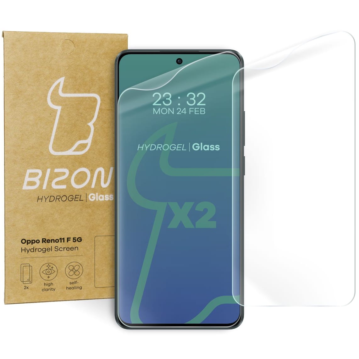 Folia hydrożelowa na ekran Bizon Film Hydrogel Front Duo do Oppo Reno11 F 5G, 2 sztuki