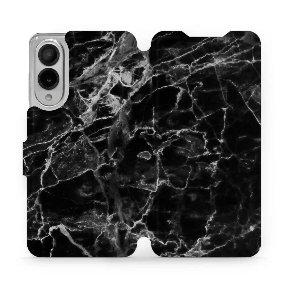 Etui z klapką do Galaxy S25 Edge, Mobiwear Book, czarny marmur