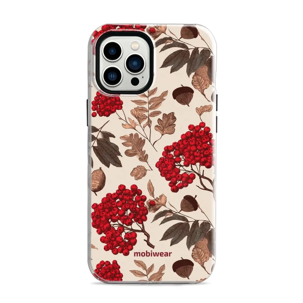 Etui ochronne do iPhone 12 Pro Max, Mobiwear Elite Pro MagSafe, jarzębina na ecru