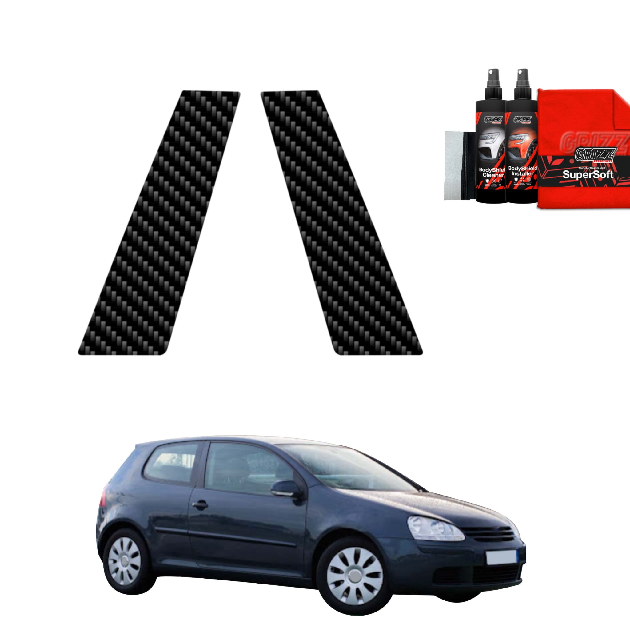 2w1 Folia karbonowa Grizz Protector na słupki do Volkswagen Golf 5 Hatchback 3D (2003-2009)