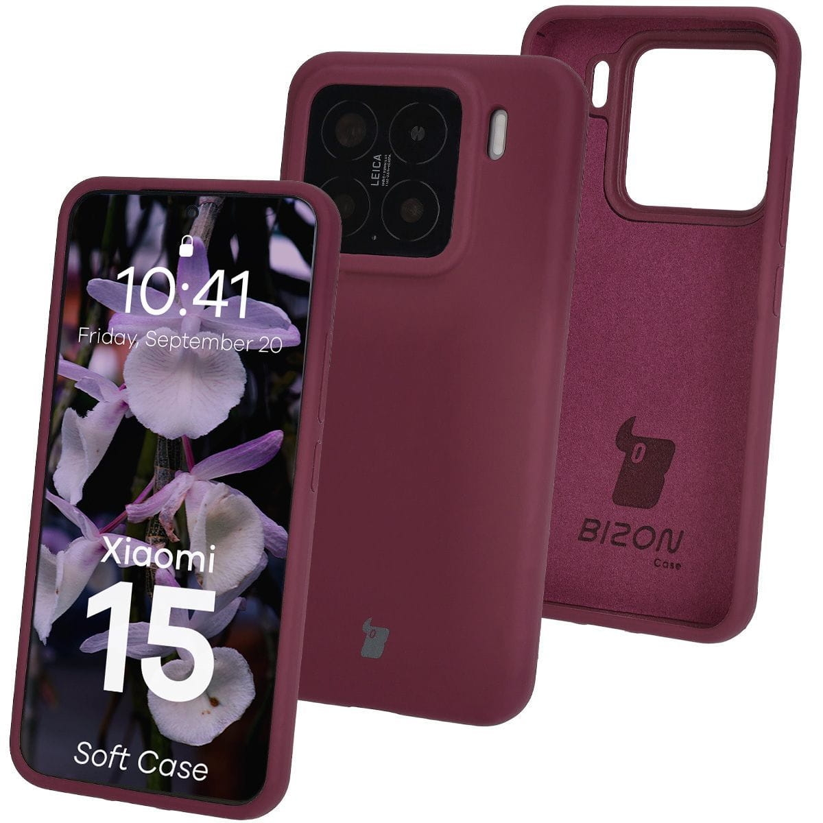 Image of Silikonowe etui Bizon Soft Case do Xiaomi 15, ciemnofioletowe