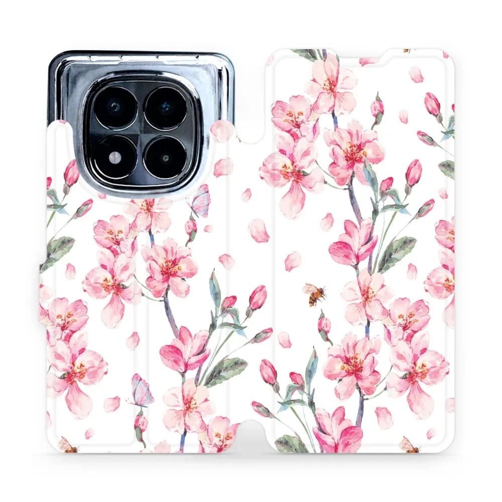 Etui z klapką do Xiaomi POCO X7, Mobiwear Book, różowa wiosna